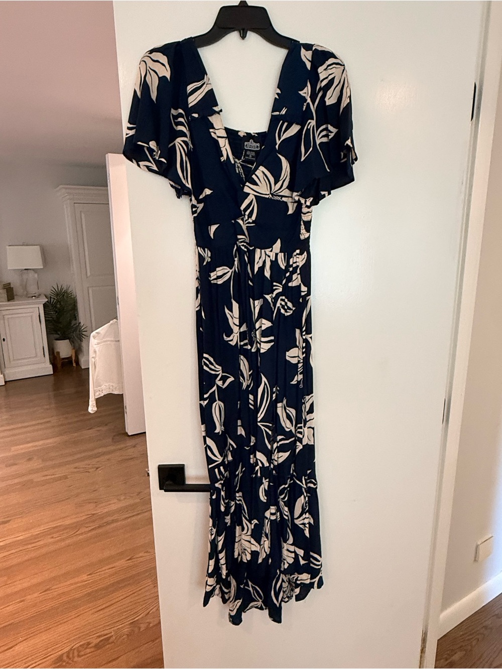 Angie Navy and Cream Floral Maxi Dress